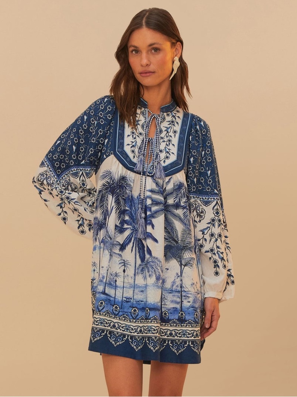 NWT FARM RIO Palm Tree Beach Mini Dress